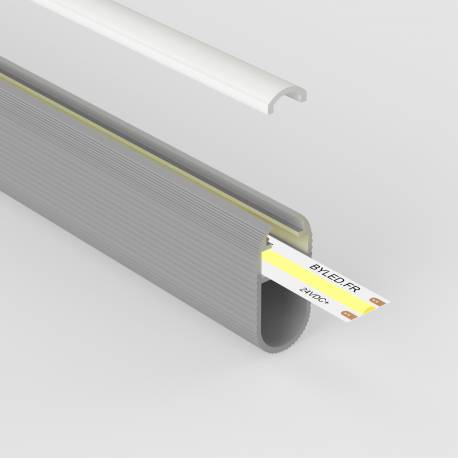 Profilé LED aluminium pour penderie et dressing  - T02 - Diffuseur givré