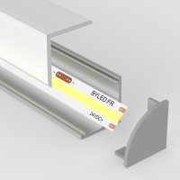 Profilé aluminium d'angle pour ruban LED avec diffuseur carré - A01 - CRAFT