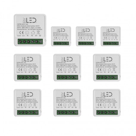 Lot de 10 interrupteurs Wi-Fi Tuya 230V - 16A - BYLED