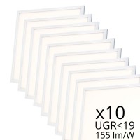Lot de 10 dalles LED 60x60 - UGR19 - 155 lm/W - Blanc jour - 25W - 230V