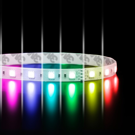 Ruban LED RGB multicolore - 14,4W/m - IP65 - 60 LED/m - 5050 - à la coupe - 24V