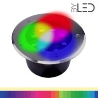 Spot LED encastré de sol inox 24V  8W - Terra 8 – RGB + Blanc chaud